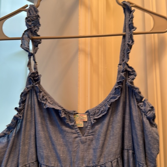 J Crew chambray blue tiered linen dress size L. - Picture 3 of 6